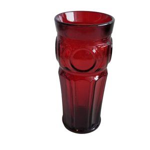 Wheaton Glass Bullseye Drinking Glass Ruby Red Vintage Iced Tea Tumbler 16oz